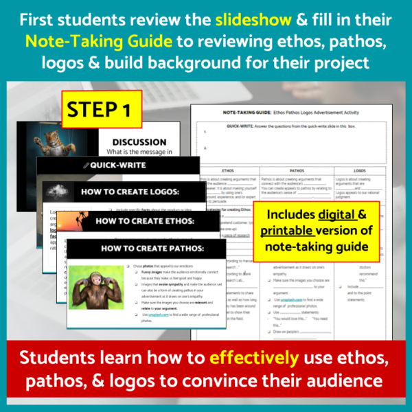 Ethos Pathos Logos Advertisement Project with Template & Rubric - Image 3