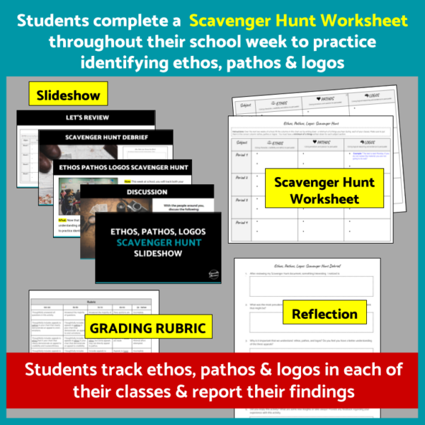 Ethos Pathos Logos Fun Activity: Scavenger Hunt Worksheet - Image 2