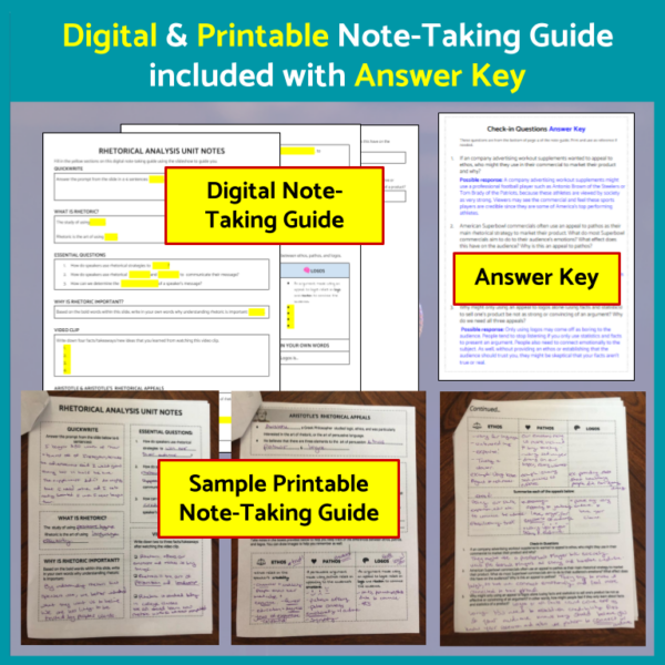 Ethos Pathos Logos Slideshow & Note-Taking Guide, Intro to Rhetoric Analysis Unit - Image 5
